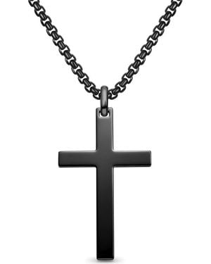 EDFORCE Cross Pendant Necklace - Black