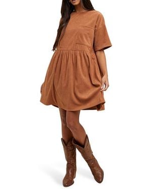 Wishlist Corduroy Shift Minidress - Brown