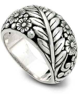 Samuel B. Sterling Leaf Floral Pattern Ring - Gray