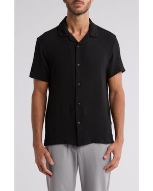 Cactus Man Texture Short Sleeve Button-Up Shirt - Black