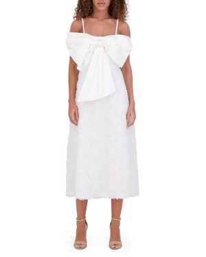 Kensie Soutache Bow Midi Dress - White