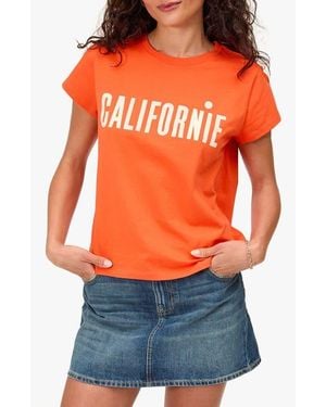 Clare V. Classic Californie Cotton Graphic T-Shirt - Orange