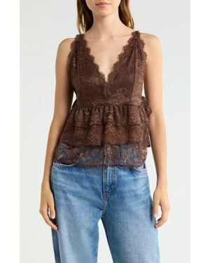Vigoss Lace Tiered Tank - Blue