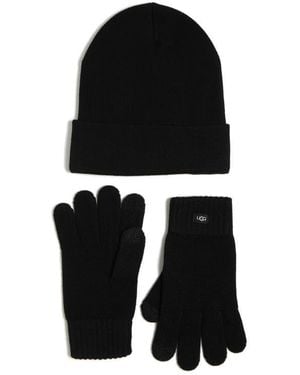UGG Knit Beanie & Tech Gloves Set - Black