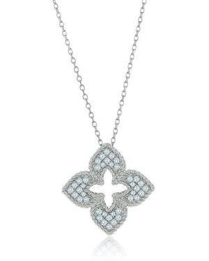 Suzy Levian Pavé Cubic Zirconia Clover Pendant Necklace - White