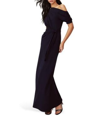 Diane von Furstenberg Avi Tie Belt Asymmetric Sleeve Dress - Blue