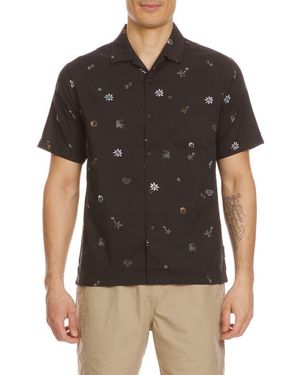 Quiksilver Beach Club Casual Short Sleeve Button-Up Shirt - Black