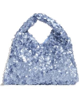 Jessica Mcclintock Fern Sequin Top Handle Clutch - Blue