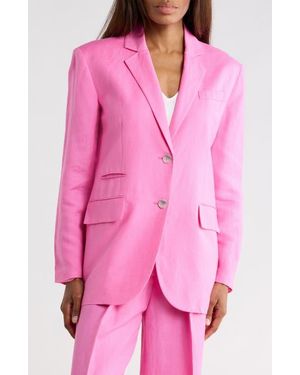 Kenneth Cole Two-Button Linen Blend Boyfriend Blazer - Pink