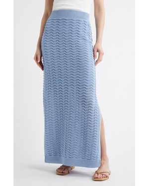 Bernardo Wave Pointelle Knit Skirt - Blue