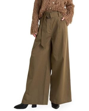 FREEMARKET D-Ring Belted Wide Leg Pants - Natural