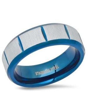 Steeltime Two-Tone Stainless Steel Band Ring - Blue
