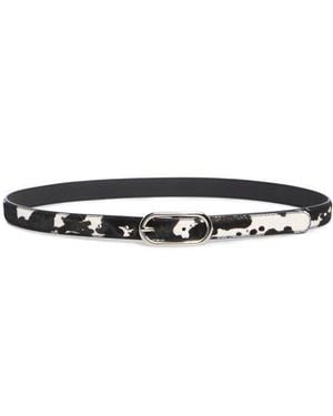 Nordstrom Rack Animal Print Genuine Calf Hair & Faux Leather Belt - Black
