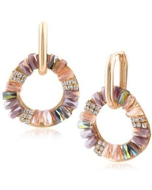 Jardin Baguette Crystal Frontal Hoop Earrings - Metallic