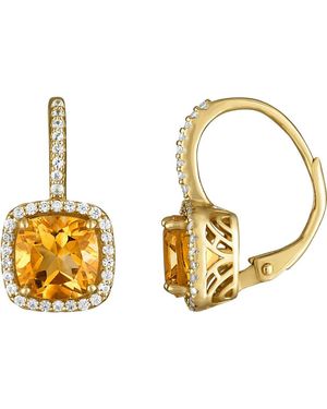 FZN 14K Over Gemstone And Diamond Leverback Earrings - Metallic