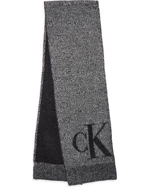 Calvin Klein Monogram Tweed Scarf - Gray