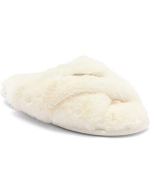 BCBGMAXAZRIA Faux Fur Slide Slipper - White