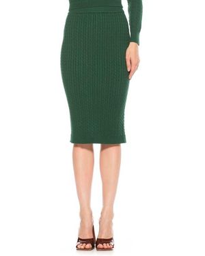 Alexia Admor Zion Cable Knit Midi Skirt - Green