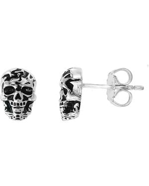 Effy Antique Finish Sterling Silver Skull Studs - Metallic