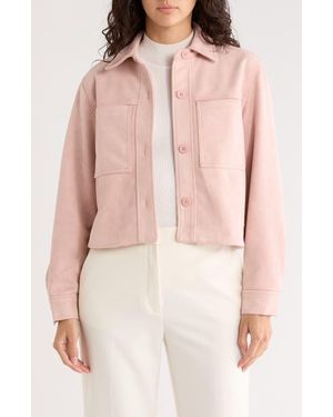 Tahari Crop Faux Suede Jacket - Pink