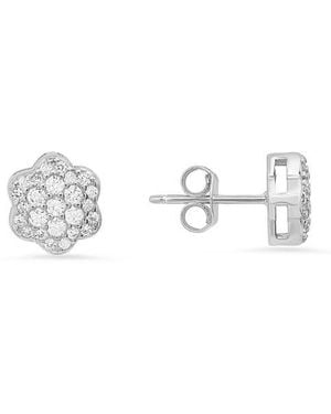 Queen Jewels Sterling Cz Pavé Stud Earrings - Metallic