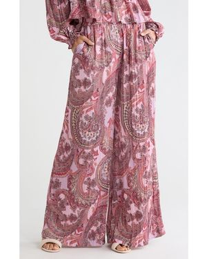 L'Agence Lillian Paisley Wide Leg Pants - Pink