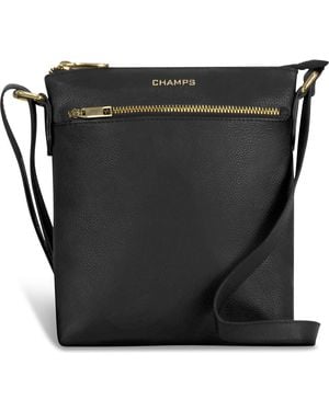 CHAMPS Mini Leather Crossbody Bag - Black