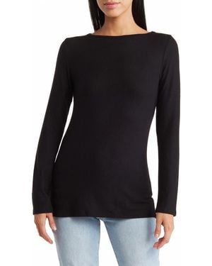 Go Couture Boatneck Spring Pullover - Black