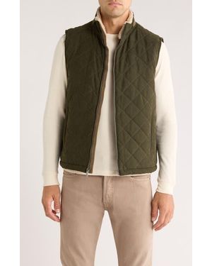 Rainforest Faux Shearling Lined Quilted Vest - Green