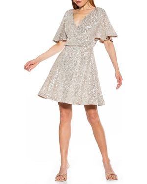 Alexia Admor Oakless Sequin Flutter Sleeve Fit & Flare Dress - White