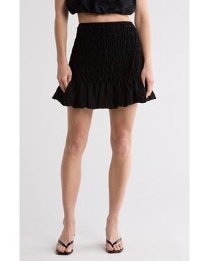 Leith Smocked Miniskirt - Black