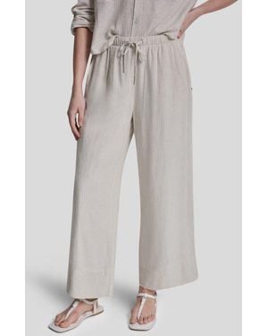 DKNY High Waist Linen Blend Pants - Gray
