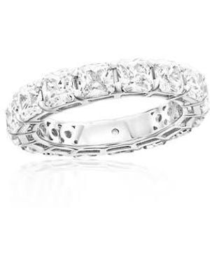 Suzy Levian Cushion Cut Cubic Zirconia Eternity Band Ring - White