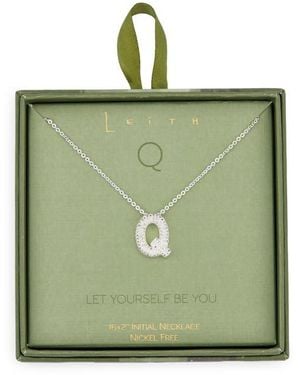 Leith Pavé Cubic Zirconia Initial Pendant Necklace - Green