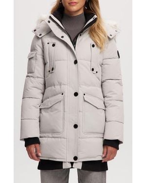Noize Astrid Heavyweight Faux Fur Trim Jacket - Natural