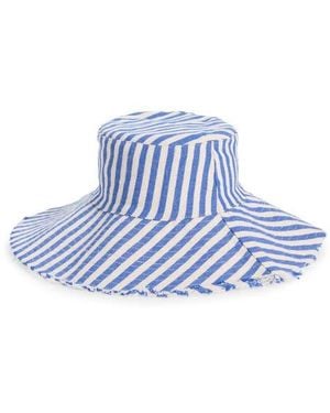 Treasure & Bond Frayed Edge Stripe Bucket Hat - Blue