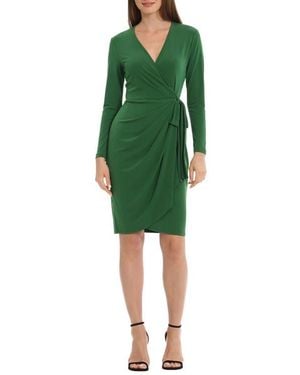 Maggy London Matte Jersey Long Sleeve Wrap Dress - Green