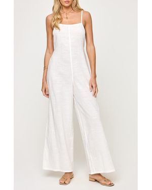 LSPACE Jaida Open Back Cotton Cover-Up Jumpsuit - White