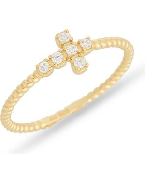 Argento Vivo Cubic Zirconia Sideways Cross Ring - White