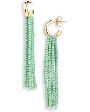 Leith Beaded Fringe Drop Earrings - Green