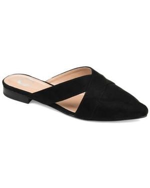 Journee Collection Faux Suede Almond-Toe Mules - Black