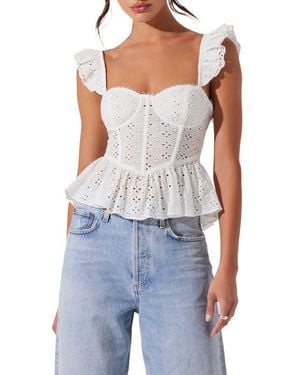 Astr Baylin Broderie Anglaise Top - Blue