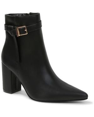 BERNESS Blanche Faux Leather Pointed Toe Bootie - Black