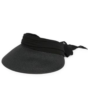 Vince Camuto Chiffon Tie Bow Straw Visor - Black