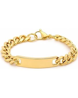 Steeltime 18K Plated Id Curb Chain Bracelet - Metallic