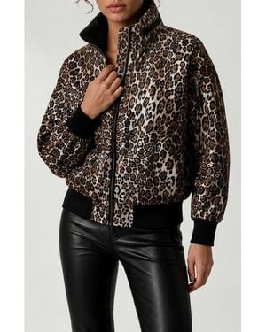 Noize Zaylee Leopard Printed Bomber Jacket - Black