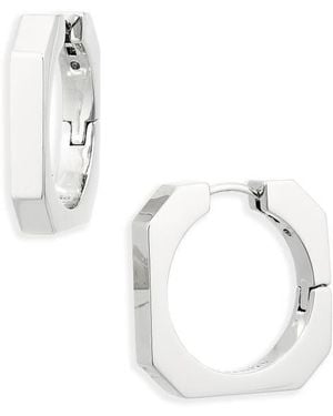 AllSaints Square Hexagonal Hoop Earrings - White