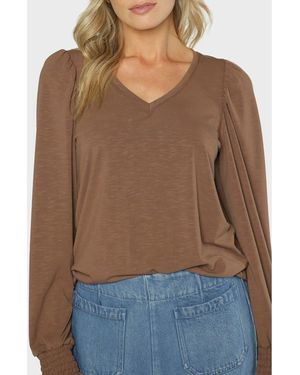 Matty M Katy V-Neck Top - Brown