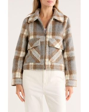 Lucky Brand Missy Zip Up Crop Jacket - Natural