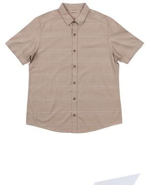 Burnside Stripe Linen & Cotton Blend Short Sleeve Button-Up Shirt - Gray